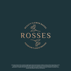 Wall Mural - luxury logo design for your business. golden rose flower logo vector