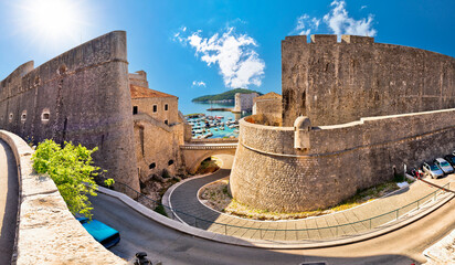 Canvas Print - Dubrovnik city walls and harbor view, UNESCO world heritage site