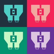 Pop Art Binoculars Icon Isolated On Color Background. Find Software Sign. Spy Equipment Symbol. Vector