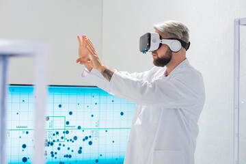 Wall Mural - genetic engineers are using virtual reality technology. professional team of scientists is working o