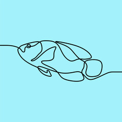 Wall Mural - beautiful aesthetic sea fish oneline continuous single line art