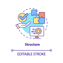 Wall Mural - Structure concept icon. Business communication abstract idea thin line illustration. Creating clear and convincing message. Isolated outline drawing. Editable stroke. Arial, Myriad Pro-Bold fonts used