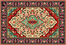 Persian Carpet Original Design, Tribal Vector Texture. Easy To Edit And Change A Few Colors By Swatch Window.
