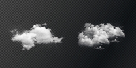 white smoke puff isolated on transparent black background. png. steam explosion special effect. effe
