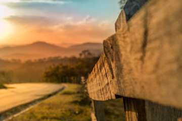 Caxambu, Minas Gerais, Brazil: July 27, 2016: sunset on the road in the mountains of mantiqueira