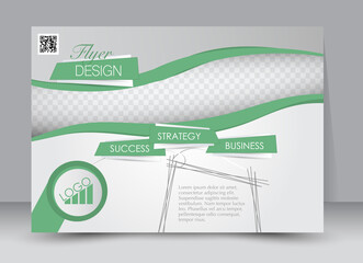 Flyer, brochure, magazine cover template design landscape orientation for education, presentation, website. Green color. Editable vector illustration.