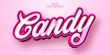 Cartoon text effect, editable pink candy text and comic text style