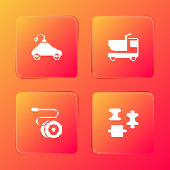 Wall Mural - Set Radio controlled car toy, Toy truck, Yoyo and Puzzle pieces icon. Vector