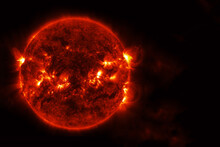 The Sun From Space On A Dark Background. Elements Of This Image Furnished By NASA