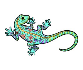 Wall Mural - lizard with floral ornament decoration good use for any design you want