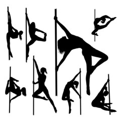 Sticker - pole dance silhouette. female sport activity