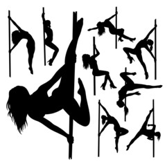 Sticker - pole dancer silhouette. female sport activity