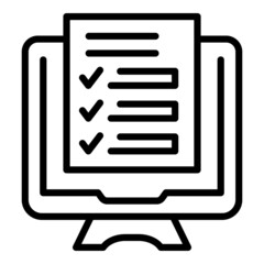 Poster - Approved exam icon outline vector. Online computer test. School study