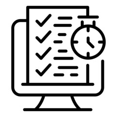 Poster - Computer test icon outline vector. Exam study. Online education