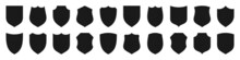 Set Of Various Vintage Shield Icons. Black Heraldic Shields. Protection And Security Symbol, Label. Vector Illustration.