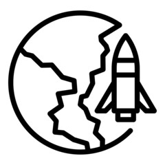 Poster - happy earth trip icon outline vector. travel globe. map global
