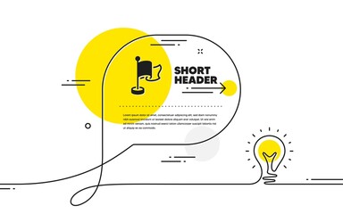 Poster - flag icon. continuous line idea chat bubble banner. goal success sign. leadership symbol. flag icon 