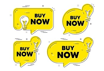 Poster - buy now text. idea yellow chat bubbles. special offer price sign. advertising discounts symbol. buy 