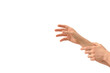 © Jovana - Stop! Don't go there. Do not touch that. Hand that tries to reach someone or something, and the other hand does not allow it. Minimal arms gesture concept on white background.