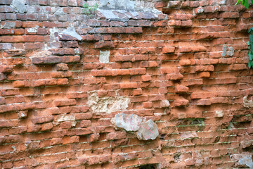 Sticker - Old brick wall texture with cracked peeling paint. Abstract grunge backdrop