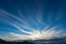 USA, Idaho, Bellevue, Cirrus Clouds On Sly At Sunset