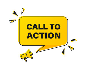 megaphone with call to action speech bubble. loudspeaker. banner for business, marketing and adverti