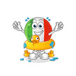 italy flag with duck buoy cartoon. cartoon mascot vector