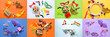 © Pixel-Shot - Hamantaschen and rattles for Purim holiday with party decor on color background, top view