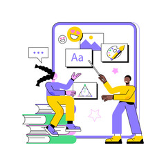Fototapete - kids digital content abstract concept vector illustration. kids digital entertainment and education,