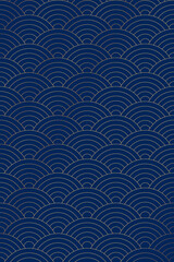 Poster - Vector background of japanese wave pattern. Pattern seamless circle abstract wave background luxury color and line. Japanese circle pattern vector illustration