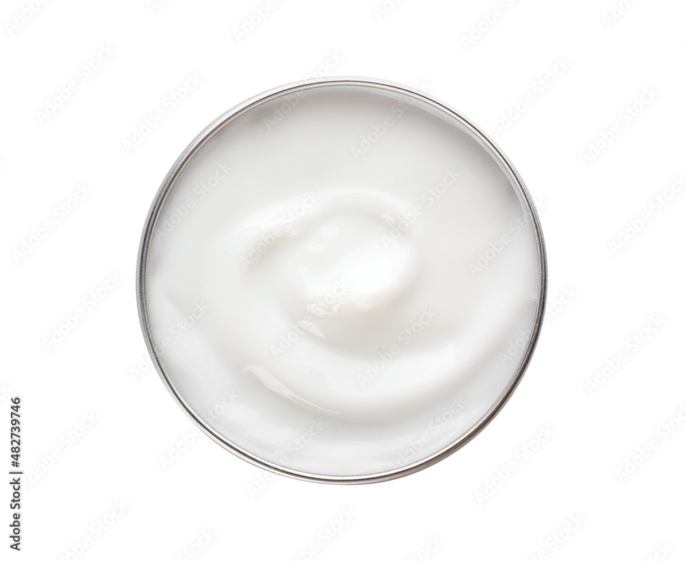 Jar with natural cosmetic cream isolated on white background