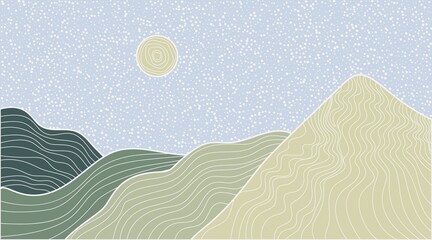 japanese wave line art landscape background. abstract mountain banner design pattern. vector geometr