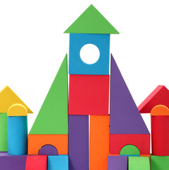 Wall Mural - The toy castle from color blocks isolated on a white background