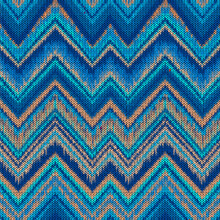 Ethnic Zigzag Pattern In Retro Colors, Aztec Style Vector Background