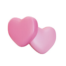 3d Rendering Two Pink Love Heart