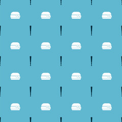 Poster - Set Baseball bat and Burger on seamless pattern. Vector