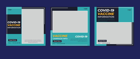 Poster - Flat vaccine instagram post collection with photos