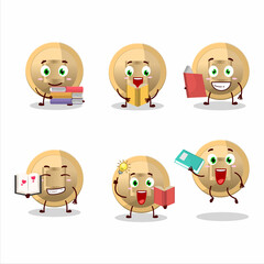 Sticker - A picture of chinese coin cartoon character concept reading an amusing book