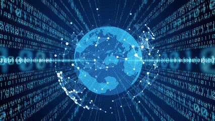 Aufkleber - Global communication network concept. Digital transformation. DX.