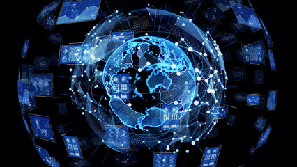 Fototapete - Global communication network concept. Digital transformation. DX.