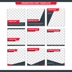 Canvas Print - Modern grey and red instagram square size posting template and suitable for internet ads