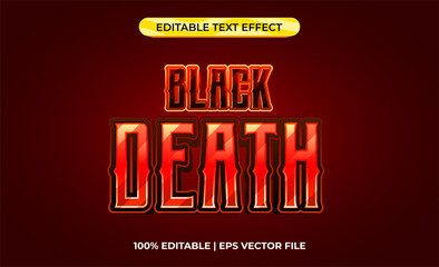 Wall Mural - black death 3d text effect with blood and scary theme. typography template hot for horror game of fi