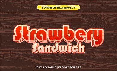 Wall Mural - strawbery 3d text effect with red food theme. typography template for trawbery products.