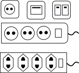 Poster - Electric socket and switch light icon set