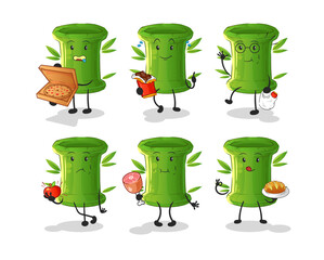 Canvas Print - bamboo food set character. cartoon mascot vector