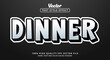 © 23 Design - Editable text effects, Dinner text in modern color style and elegant gray and white metallic style luxury and gloss