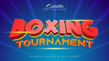 Poster - Boxing tournament sporty futuristic 3d Text Style Effect. Editable illustrator text style.