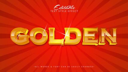 Poster - Golden shiny bright gold 3d Text Style Effect. Editable illustrator text style.