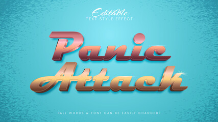 Wall Mural - Panic attack shiny gold futuristic 3d Text Style Effect. Editable illustrator text style.