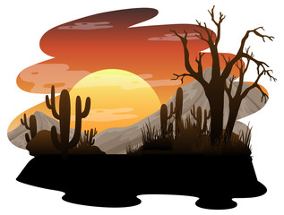 Canvas Print - Isolated silhouette desert forest